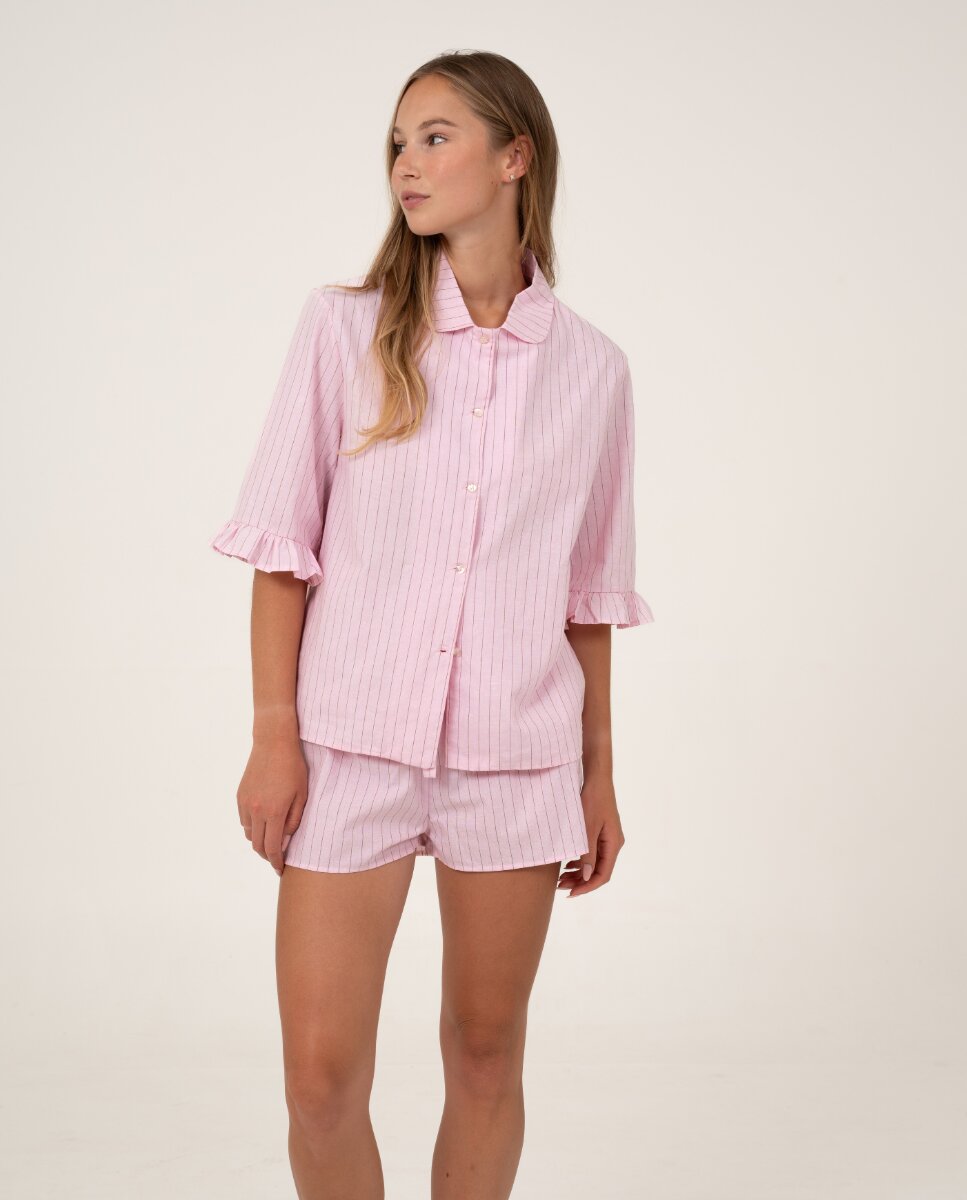 Pantalón corto ajustable de color rosa con rayas verticales - Bohodot - Rosa Rosa-3