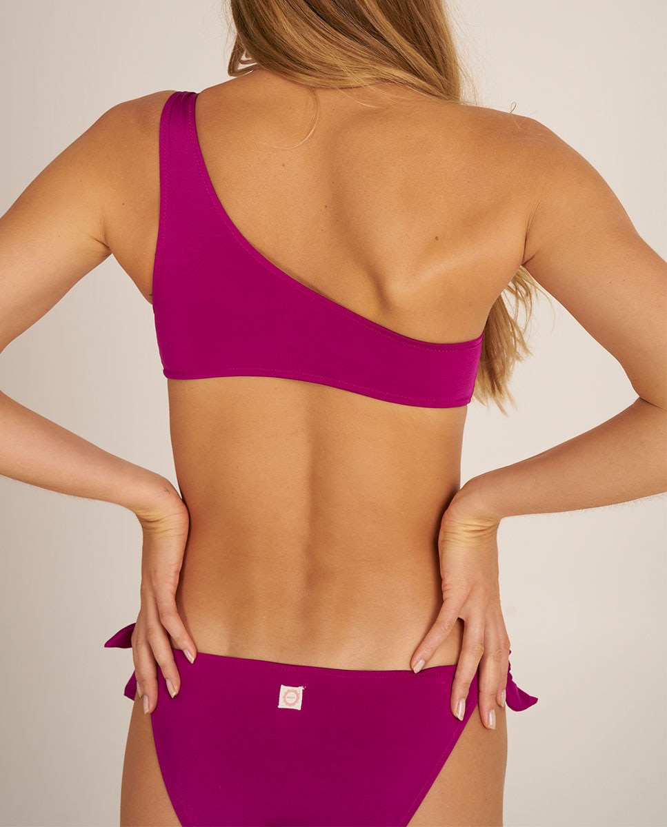 Braga de bikini clásica con lazos en tejido satinado - Bohodot - Rosa Rosa-2
