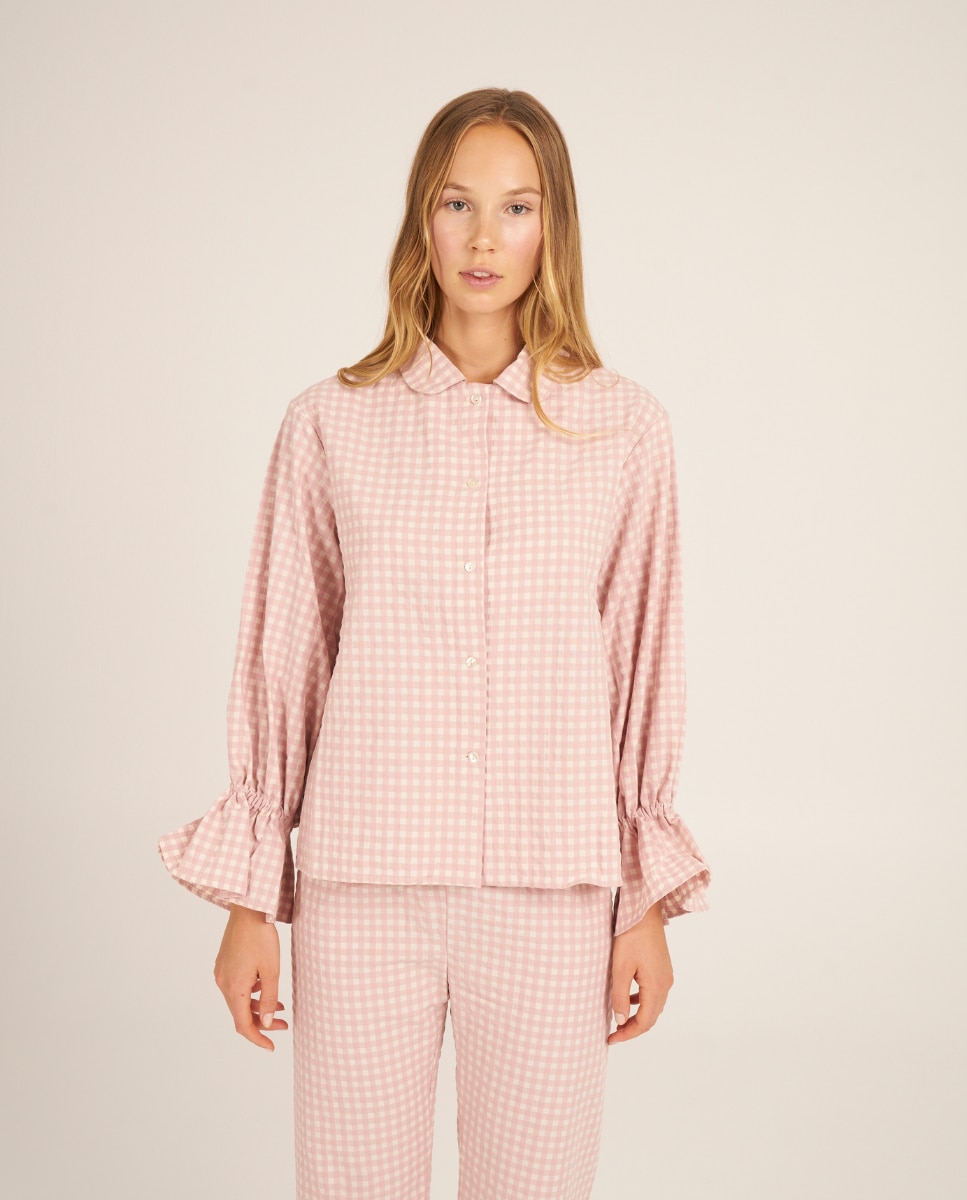 Camiseta de pijama de mujer con volantes en los puños - Bohodot - Rosa pastel Rosa pastel-1