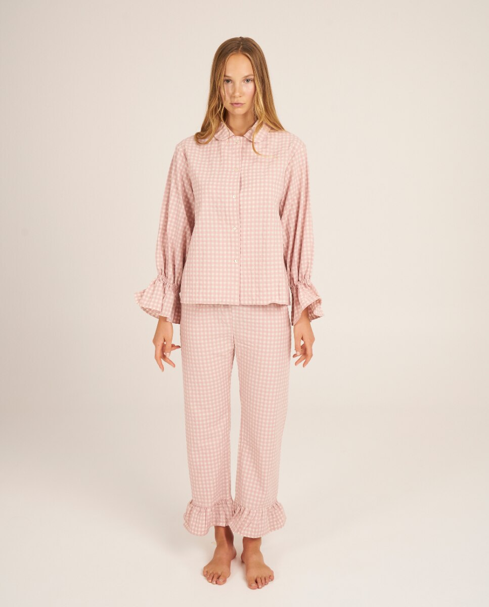 Camiseta de pijama de mujer con volantes en los puños - Bohodot - Rosa pastel Rosa pastel-2