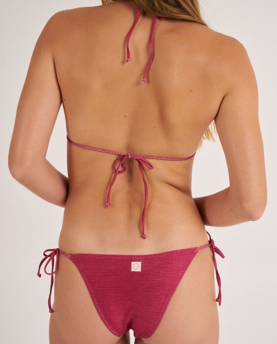 Braga de bikini semibrasileña con lazos y dos aros. - Bohodot - Rosa Rosa-2