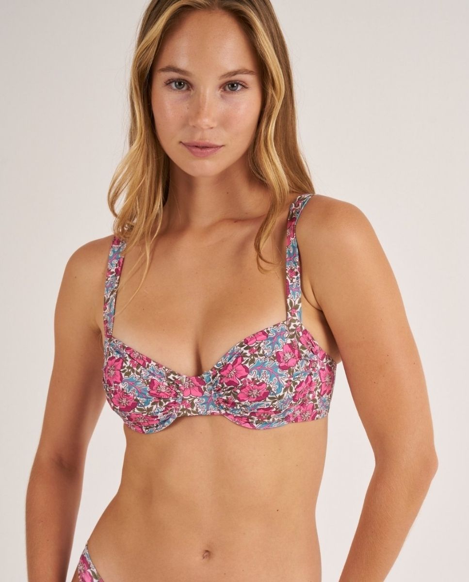 Top de bikini triangular con volante. - Bohodot - Azul Azul-1
