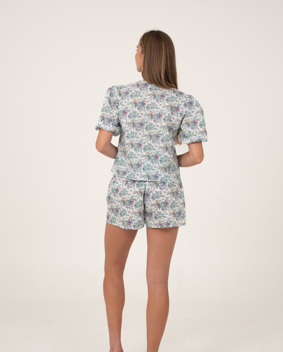 Camisa de mujer de manga corta - Bohodot - Azul / Blanco Azul / Blanco-2