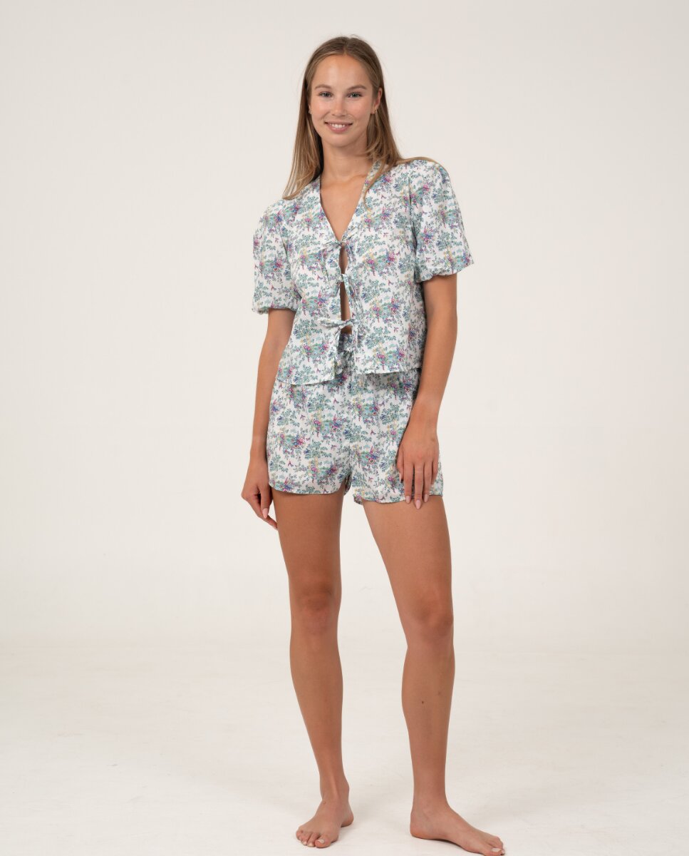 Camisa de mujer de manga corta - Bohodot - Azul / Blanco Azul / Blanco-4