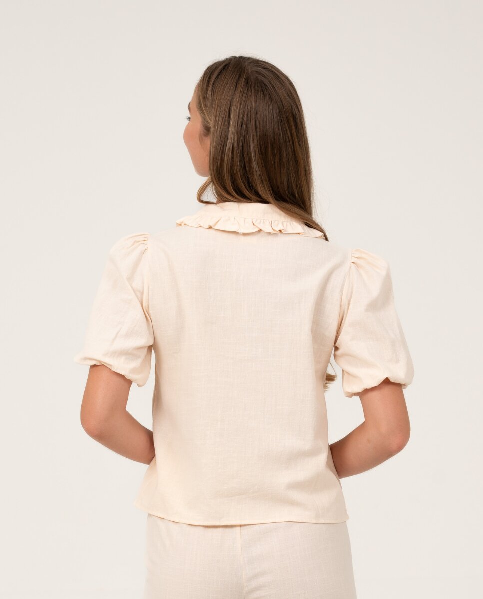 Camisa de manga corta de color mantequilla - Bohodot - Crudo Crudo-2