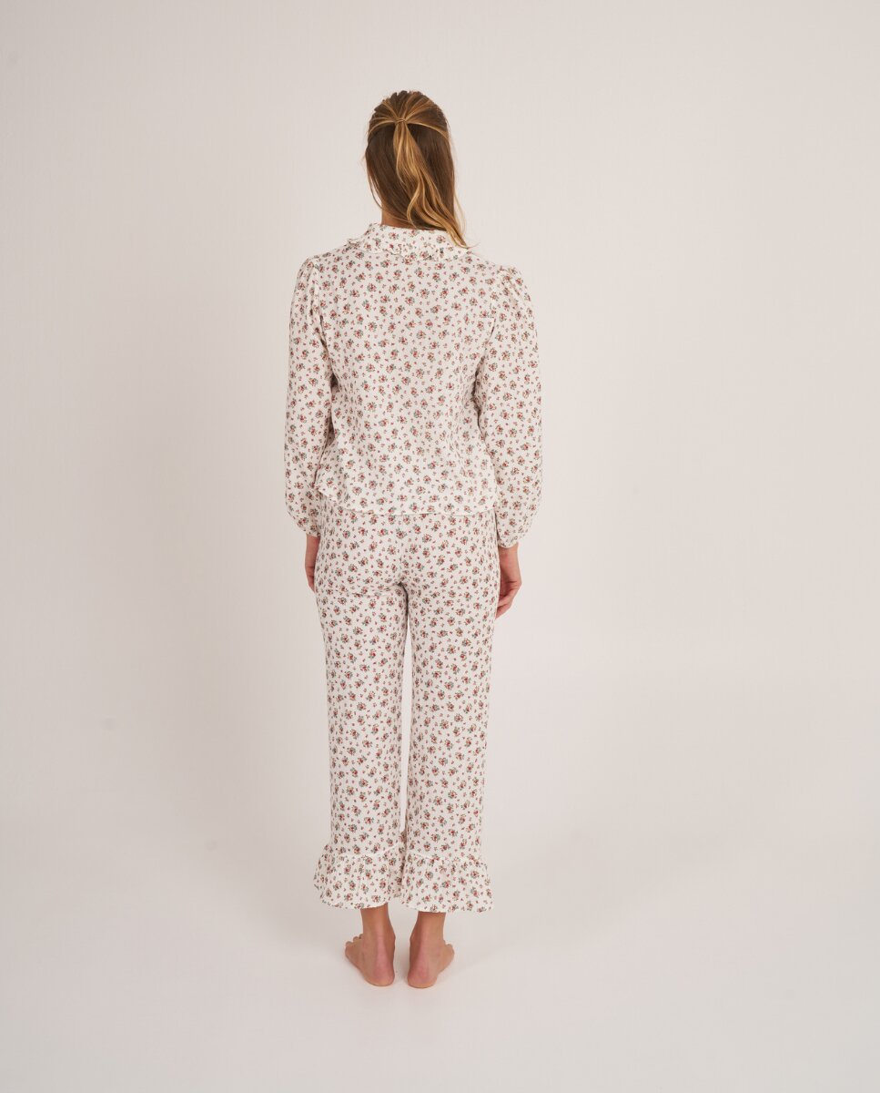 Pantalón largo con volante con estampado floral - Bohodot - Crudo Crudo-2