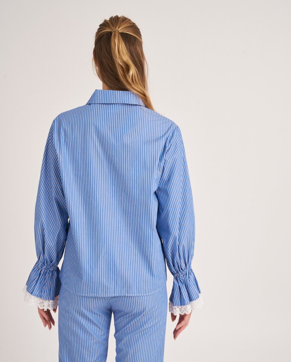 Camisa de manga larga con rayas azules y blancas - Bohodot - Azul Azul-2
