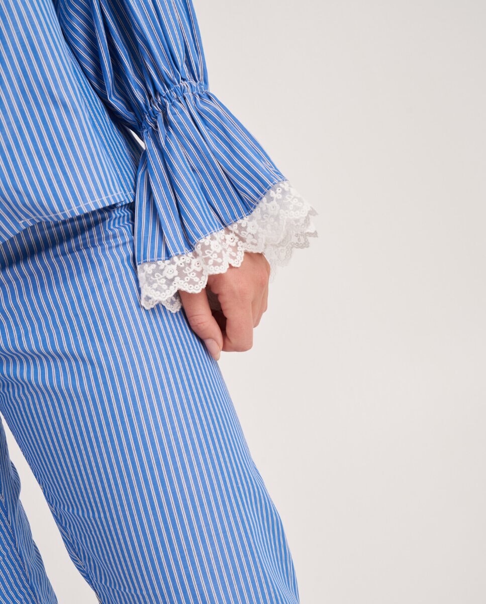Camisa de manga larga con rayas azules y blancas - Bohodot - Azul Azul-4