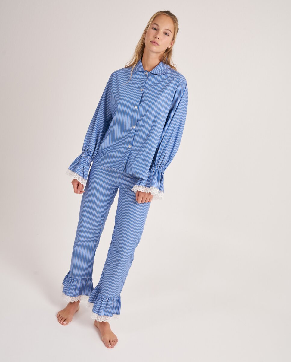 Camisa de manga larga con rayas azules y blancas - Bohodot - Azul Azul-5