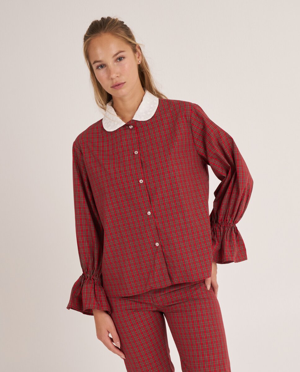 Camisa de manga larga con cuadros madrás en - Bohodot - Rojo Rojo-1