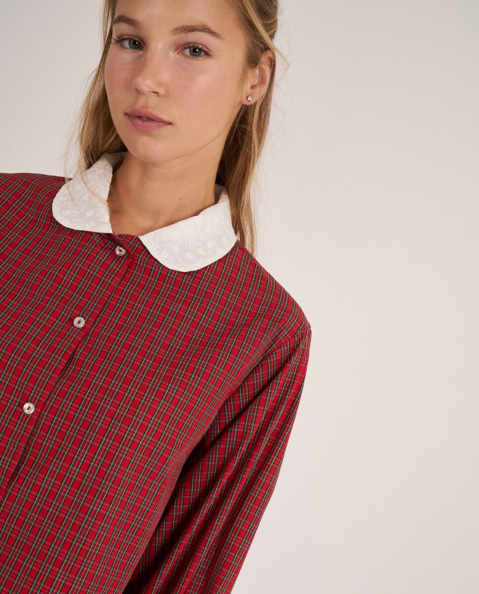 Camisa de manga larga con cuadros madrás en - Bohodot - Rojo Rojo-4