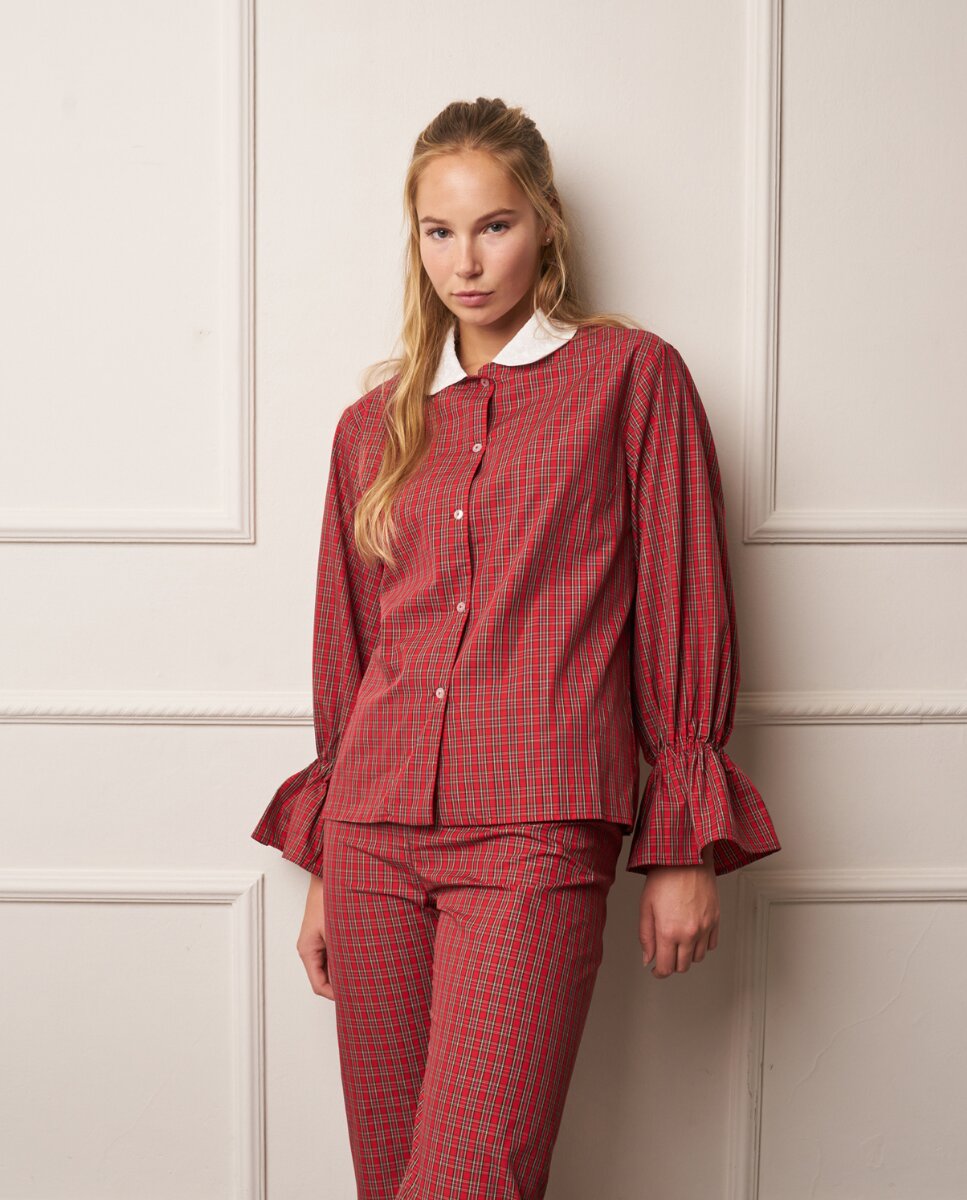 Camisa de manga larga con cuadros madrás en - Bohodot - Rojo Rojo-6