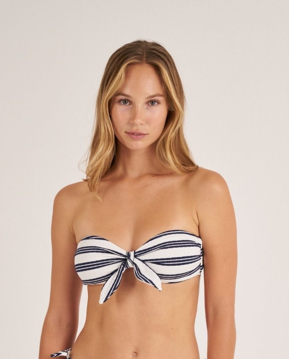 Top de bikini bandeau en tejido marinero. - Bohodot - Azul marino Azul marino-1