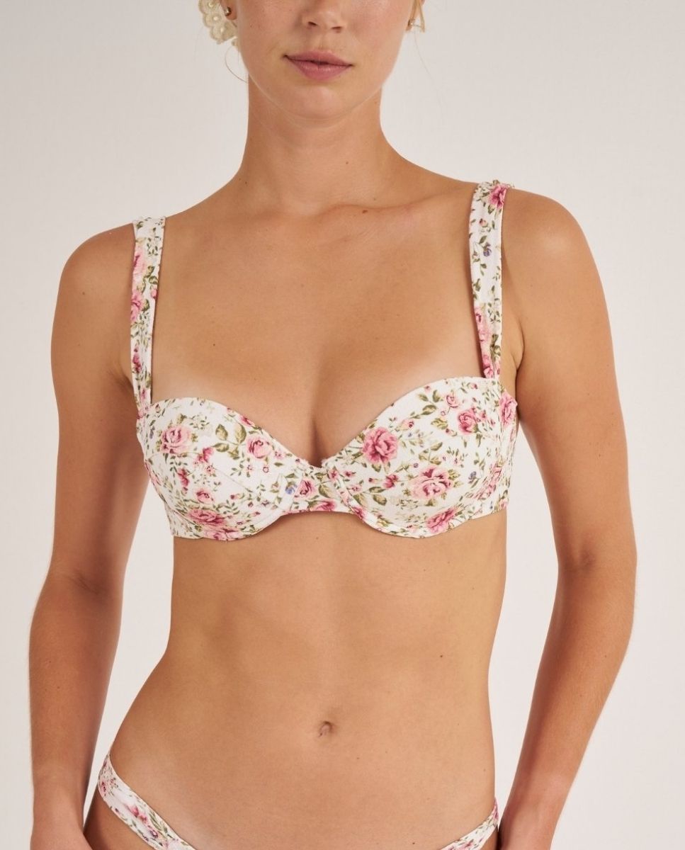 Top de bikini balconet con foam y estampado floral. - Bohodot - Crudo Crudo-1