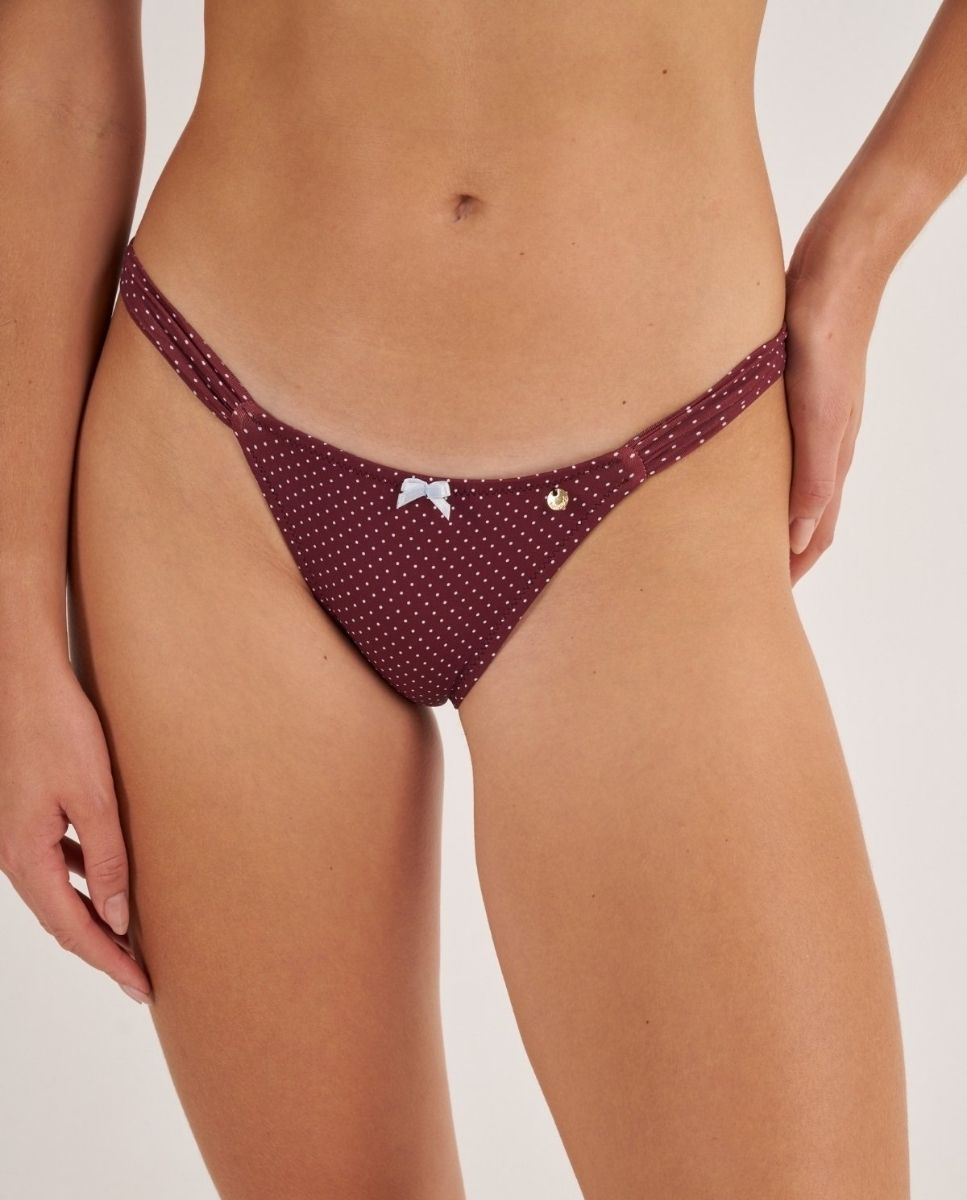 Bohodot - Braga de bikini semibrasileña granate..