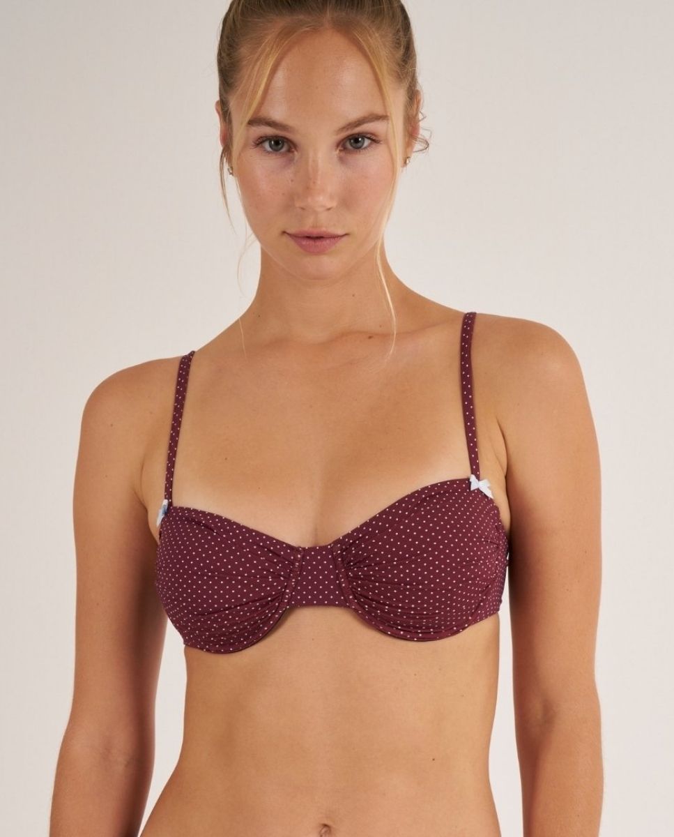 Top de bikini con aro y fruncido. - Bohodot - Granate Granate-1