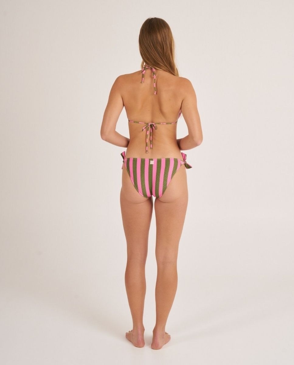 Top de bikini triangular con rayas. - Bohodot - Verde Verde-2