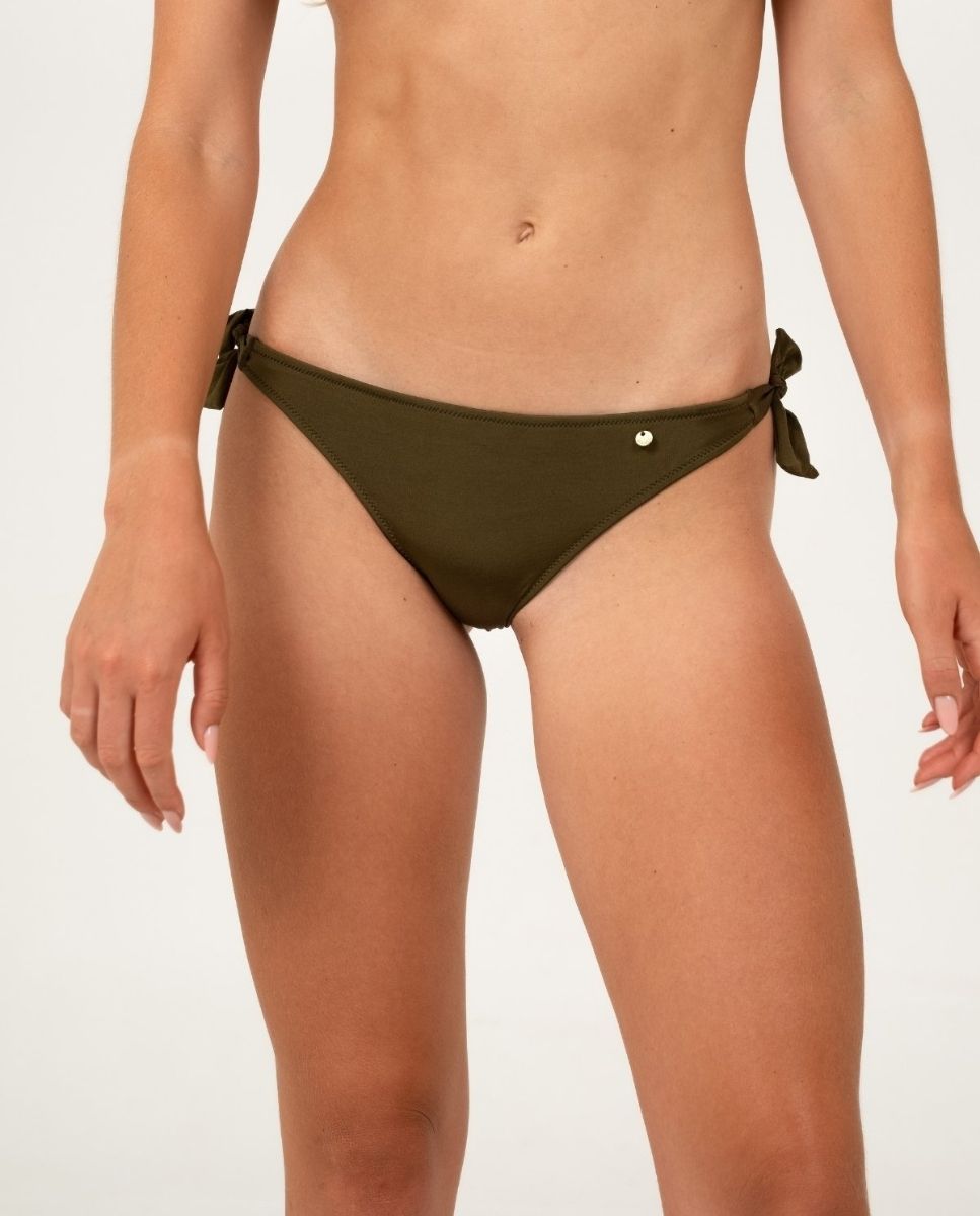 Braga de bikini clásica con lazos en tejido satinado - Bohodot - Caqui Caqui-1