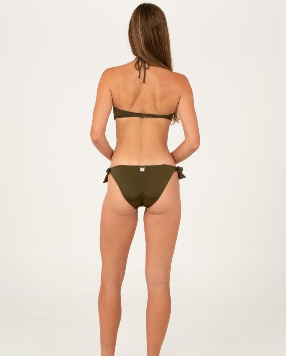 Braga de bikini clásica con lazos en tejido satinado - Bohodot - Caqui Caqui-2