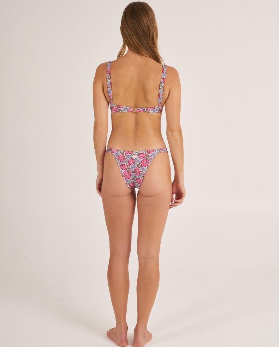 Braga de bikini semibrasileña con flores. - Bohodot - Azul Azul-2