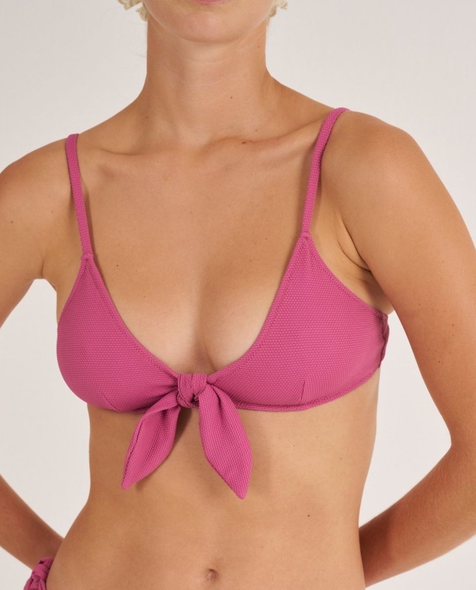 Top de bikini con lazo de quita y pon en tejido piqué - Bohodot - Rosa claro Rosa claro-1