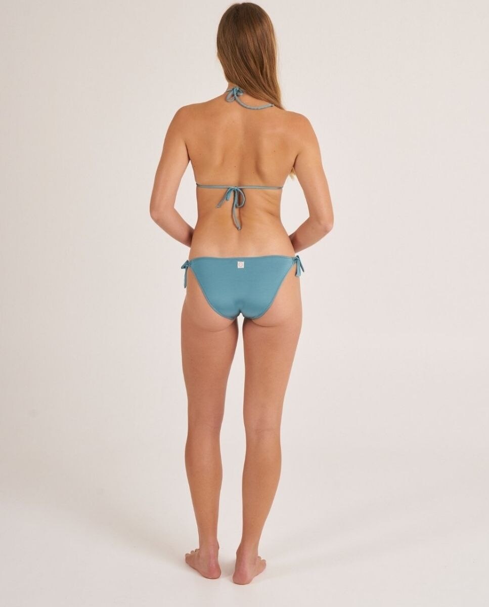 Braga de bikini clásica con lazos en tejido satinado - Bohodot - Azul grisáceo Azul grisáceo-2