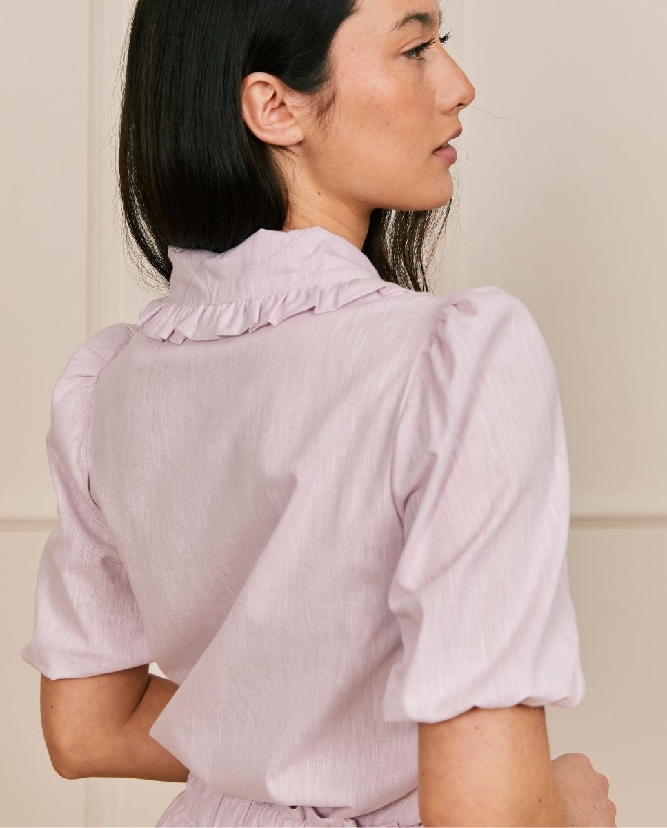Camisa con mangas abullonadas rosa - Bohodot - Rosa claro Rosa claro-4