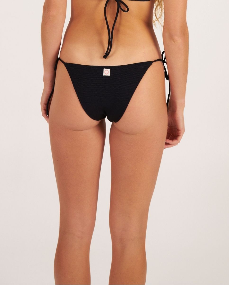 Braga de bikini semibrasileña con lazos en tejido piqué - Bohodot - Negro Negro-2
