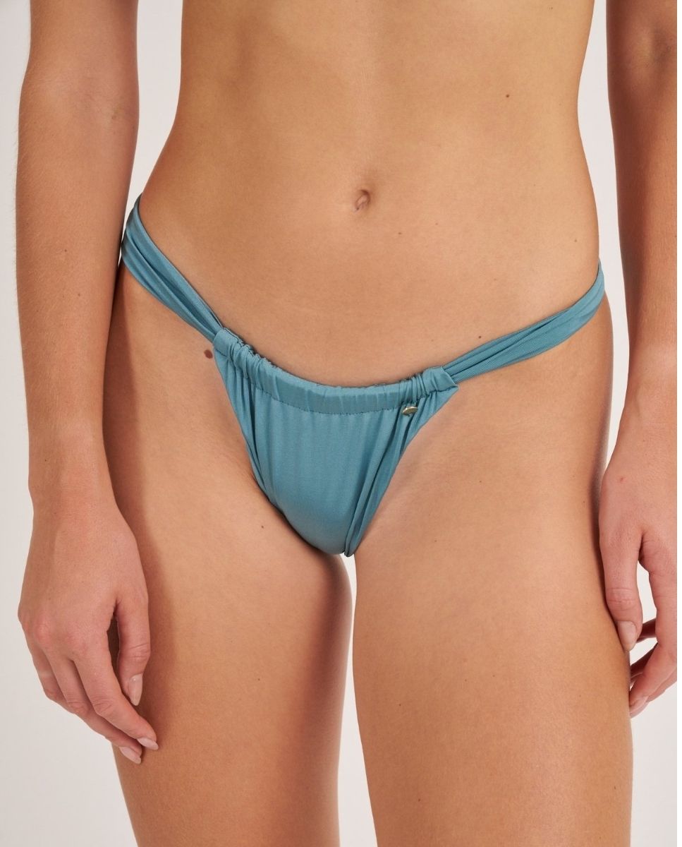 Braga de bikini brasileña en tejido satinado - Bohodot - Azul grisáceo Azul grisáceo-1