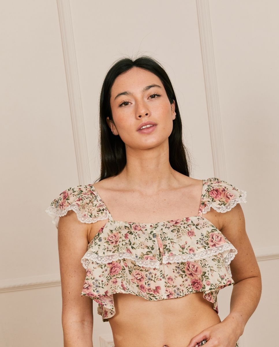 Top en estampado floral y con volantes - Bohodot - Crudo Crudo-1