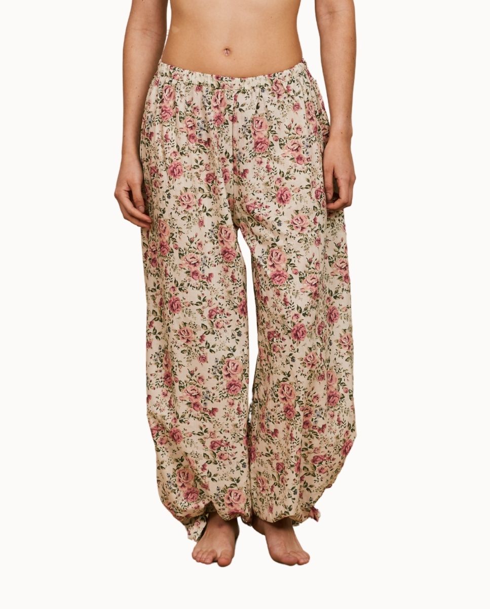 Pantalón largo bombacho con estampado floral - Bohodot - Crudo Crudo-1