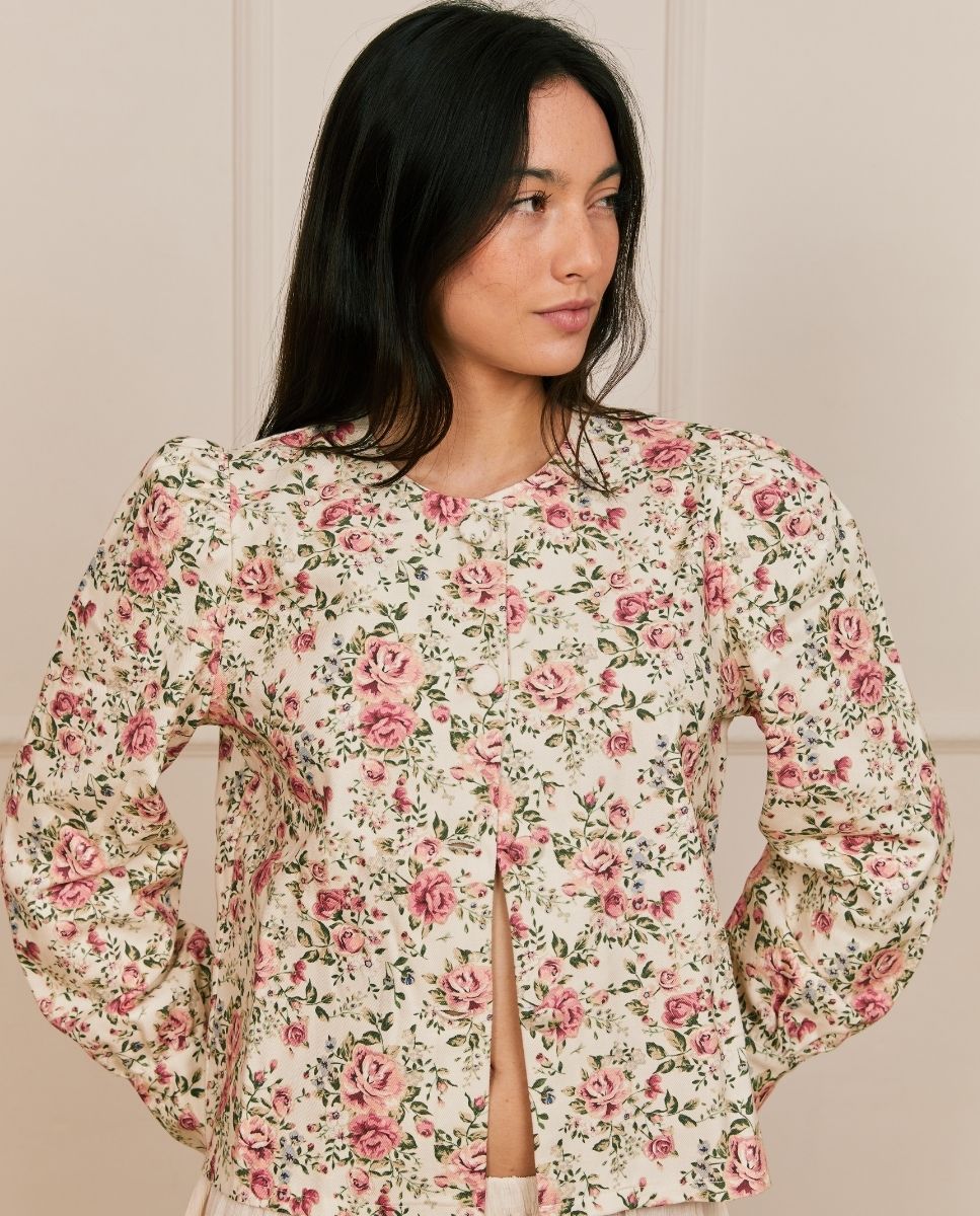 Sobrecamisa con botones y estampado floral - Bohodot - Crudo Crudo-1
