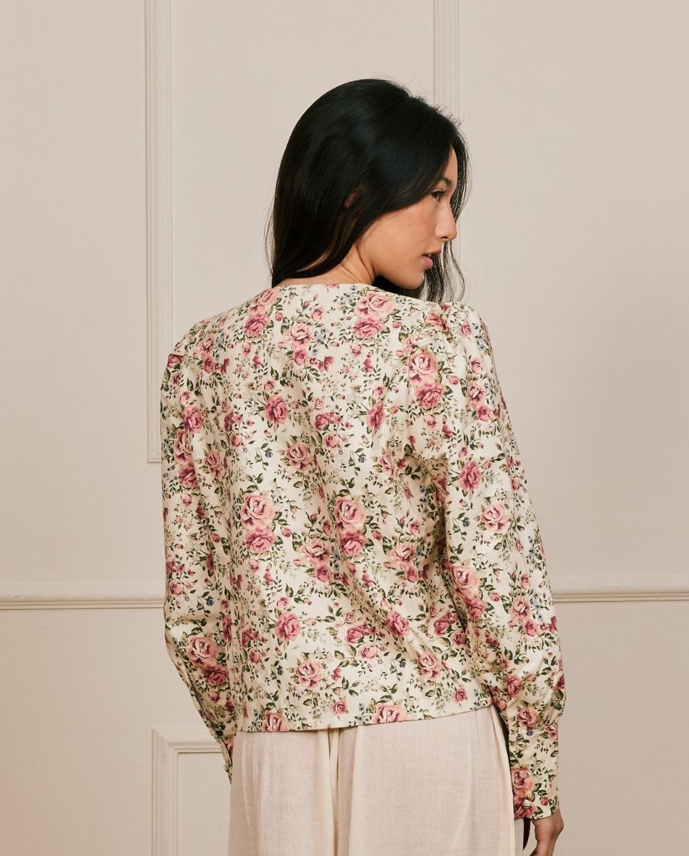Sobrecamisa con botones y estampado floral - Bohodot - Crudo Crudo-2