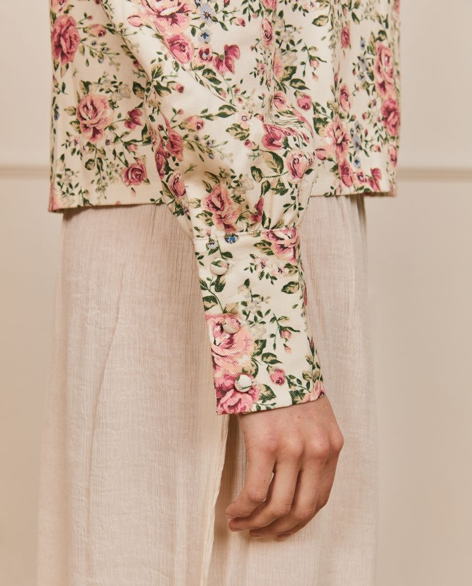 Sobrecamisa con botones y estampado floral - Bohodot - Crudo Crudo-3