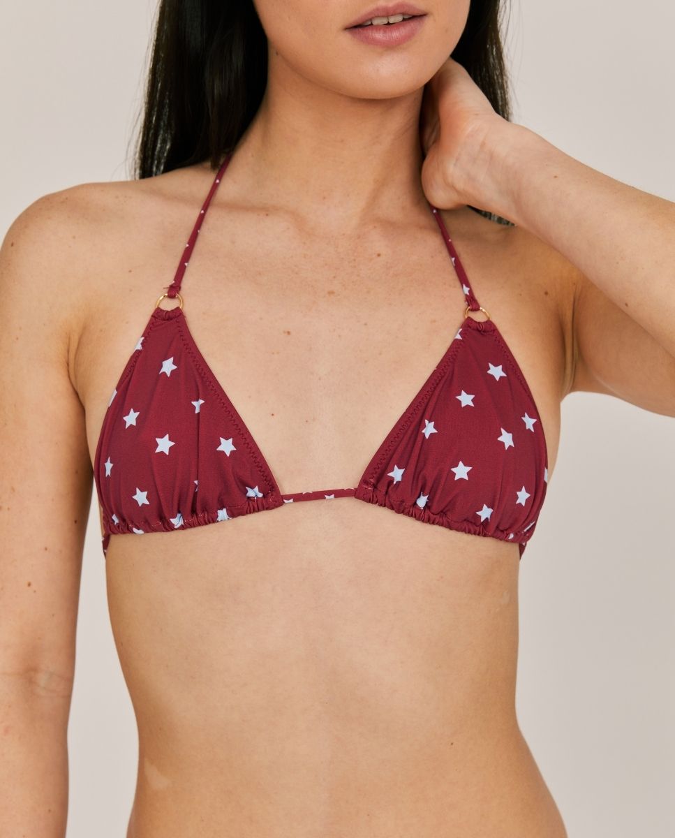 Bohodot - Top de bikini en cortina con estampado de estrellas.