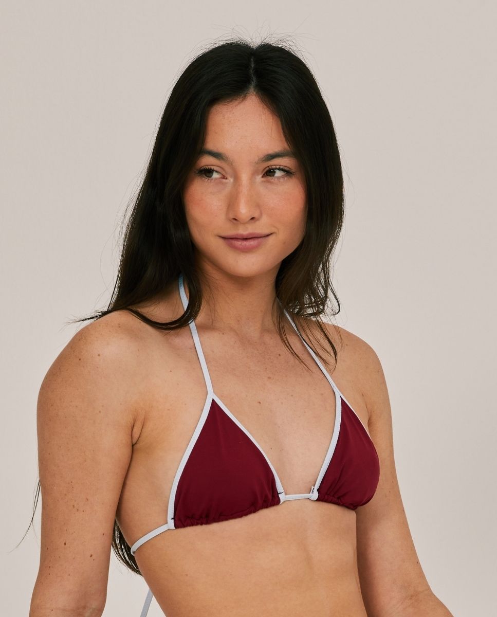 Top de bikini en cortina con vivo alrededor. - Bohodot - Granate Granate-3