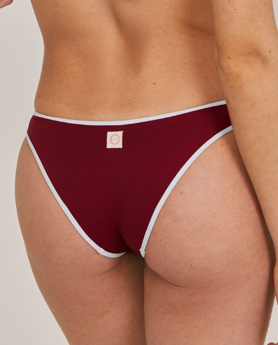 Braguita de bikini semibrasileña con vivo - Bohodot - Granate Granate-2