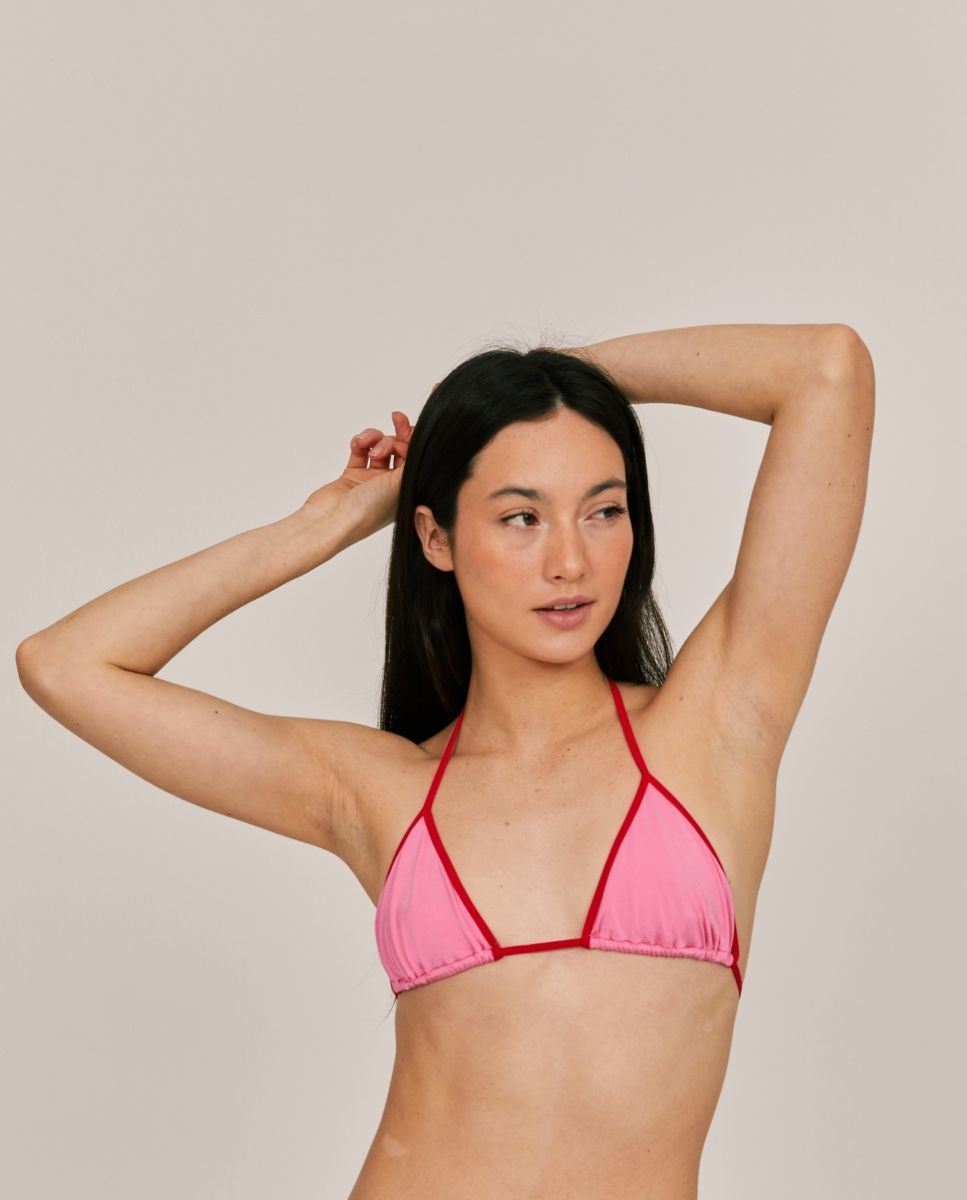 Top de bikini en cortina con vivo alrededor. - Bohodot - Rosa Rosa-3