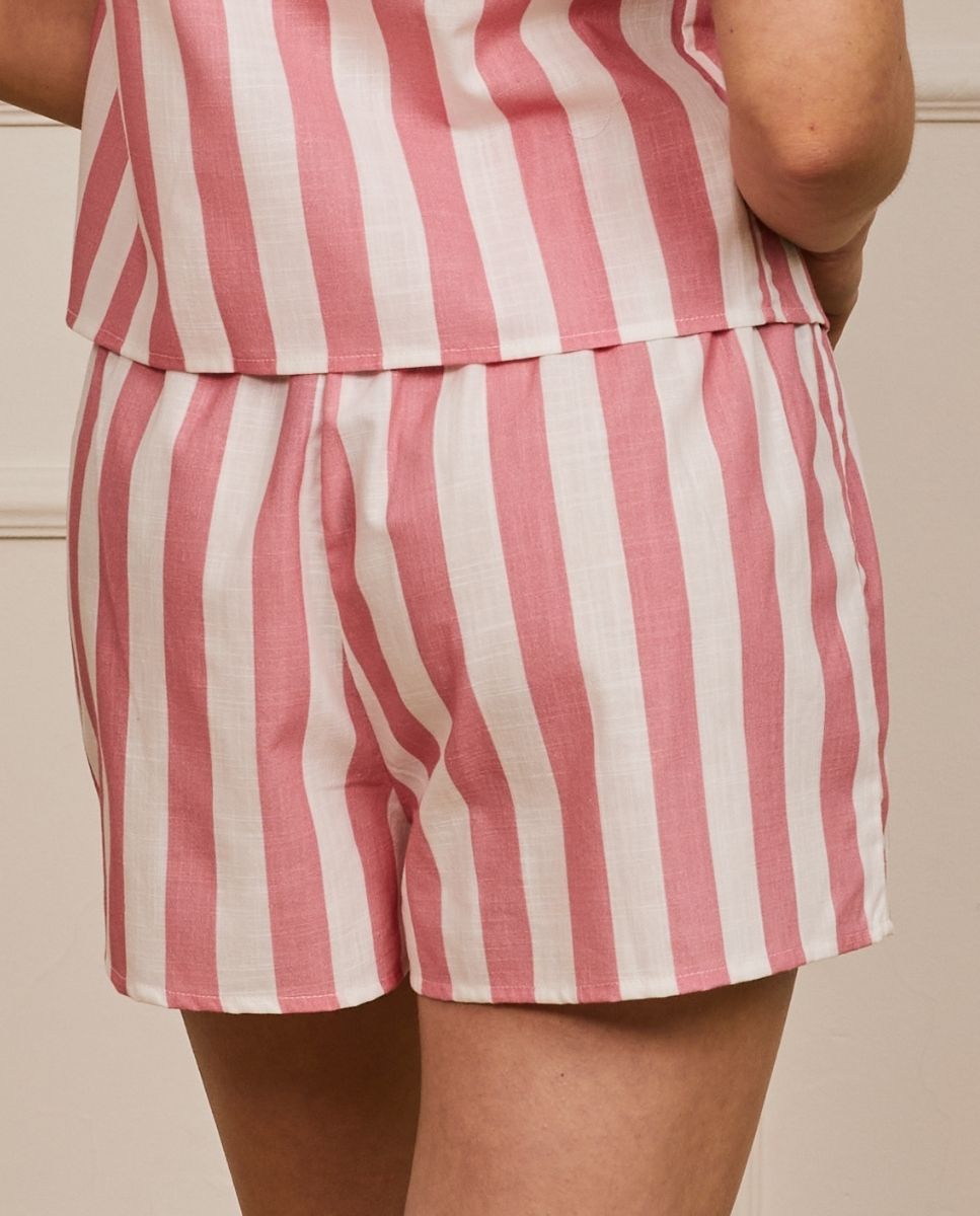 Short con estampado a rayas - Bohodot - Rosa / Blanco Rosa / Blanco-2