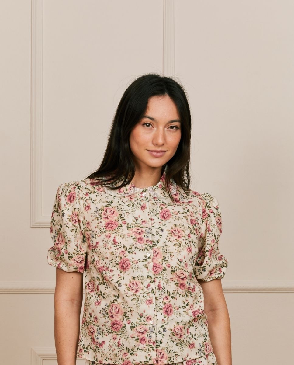 Camisa de manga corta con estampado floral - Bohodot - Crudo Crudo-1