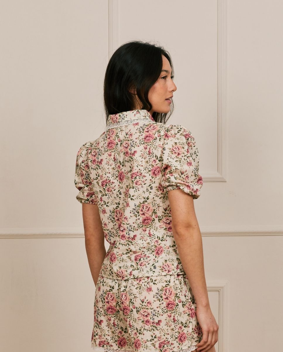 Camisa de manga corta con estampado floral - Bohodot - Crudo Crudo-2