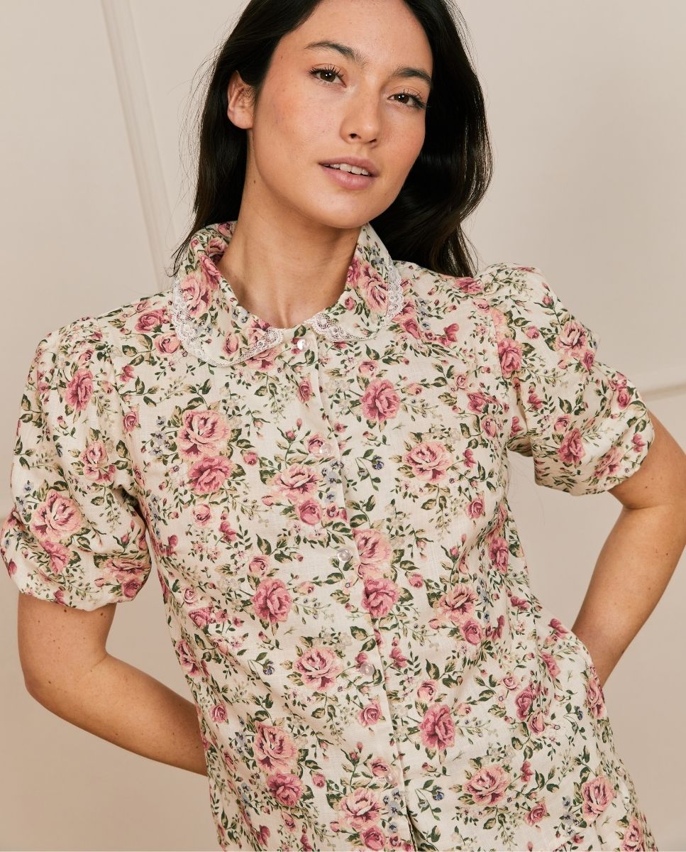 Camisa de manga corta con estampado floral - Bohodot - Crudo Crudo-3