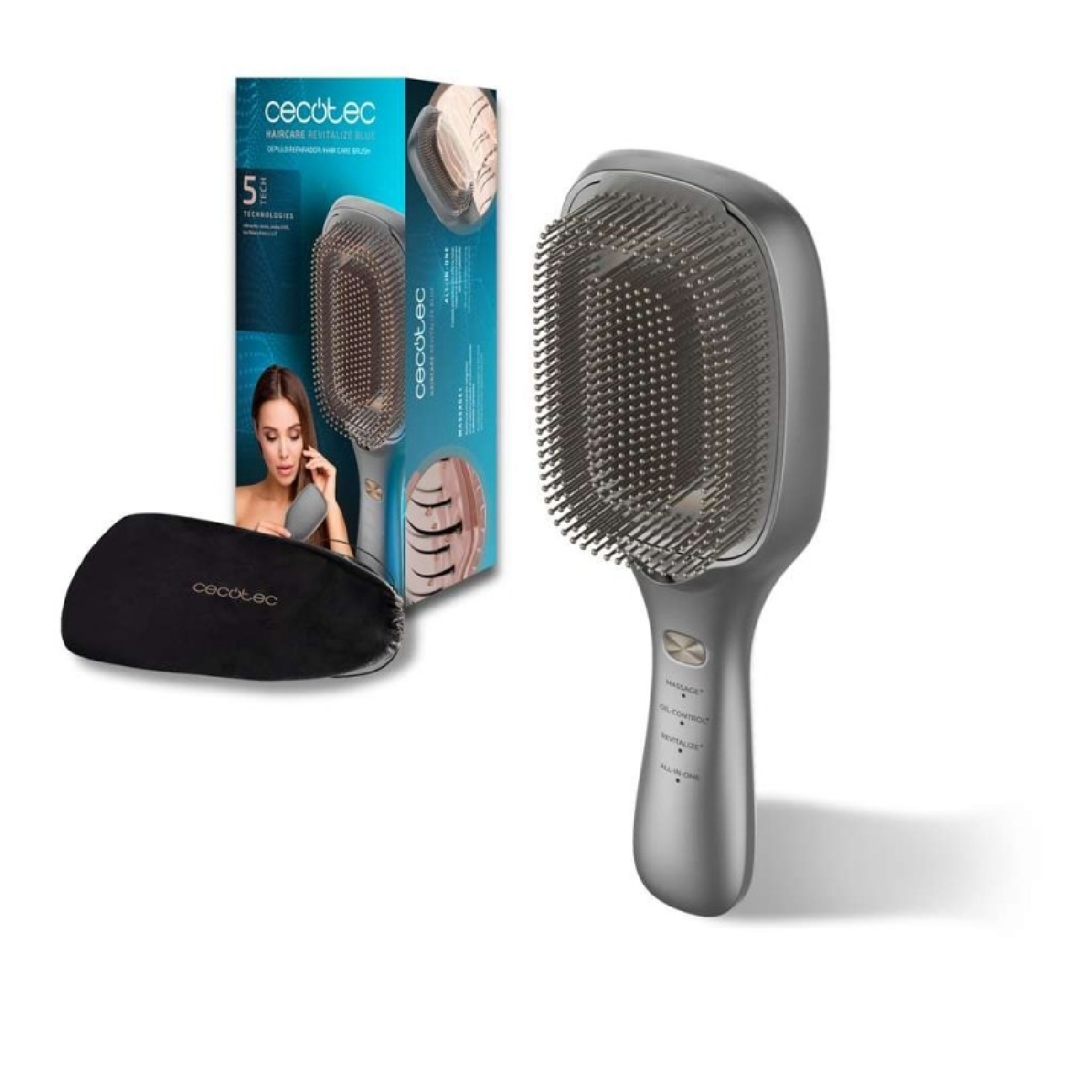 Cecotec - Cepillo iónico HairCare Revitalize Champagne.