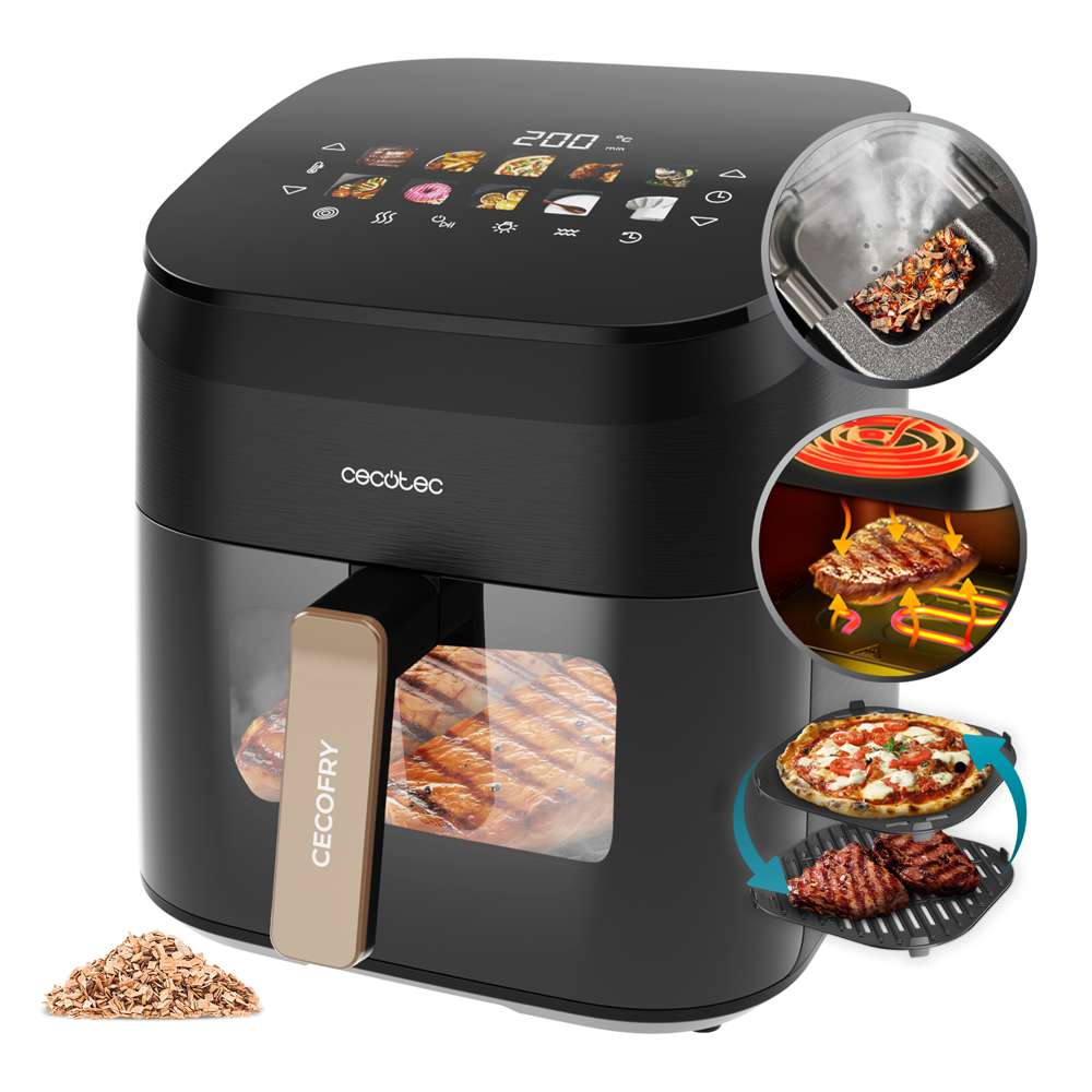 Freidora de aire Cecotec Cecofry&Grill Smokin 6500 capacidad 6,5L - Negro Negro-1