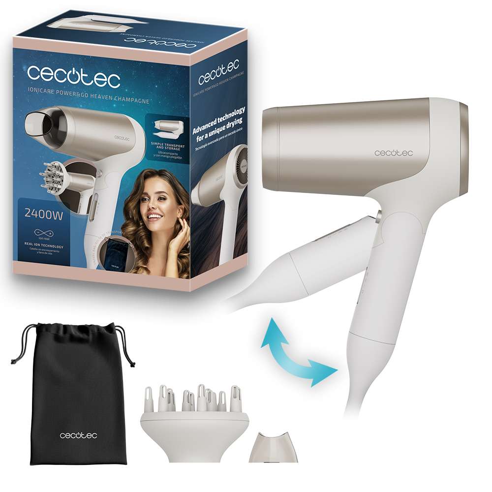 Secador de pelo DC Cecotec IoniCare Power&Go Heaven Champagne - Blanco Blanco-1