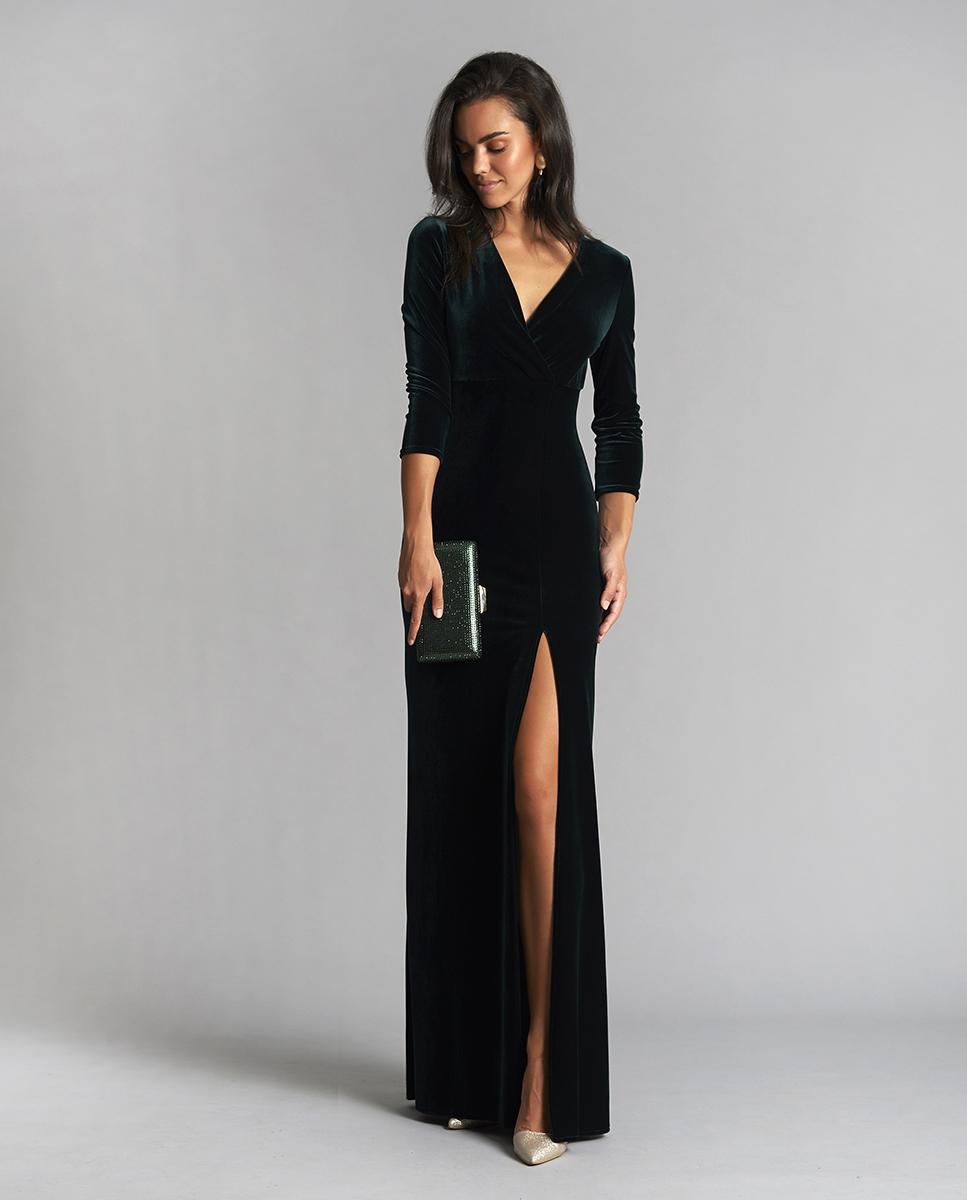 Vestido de mujer largo con escote de pico