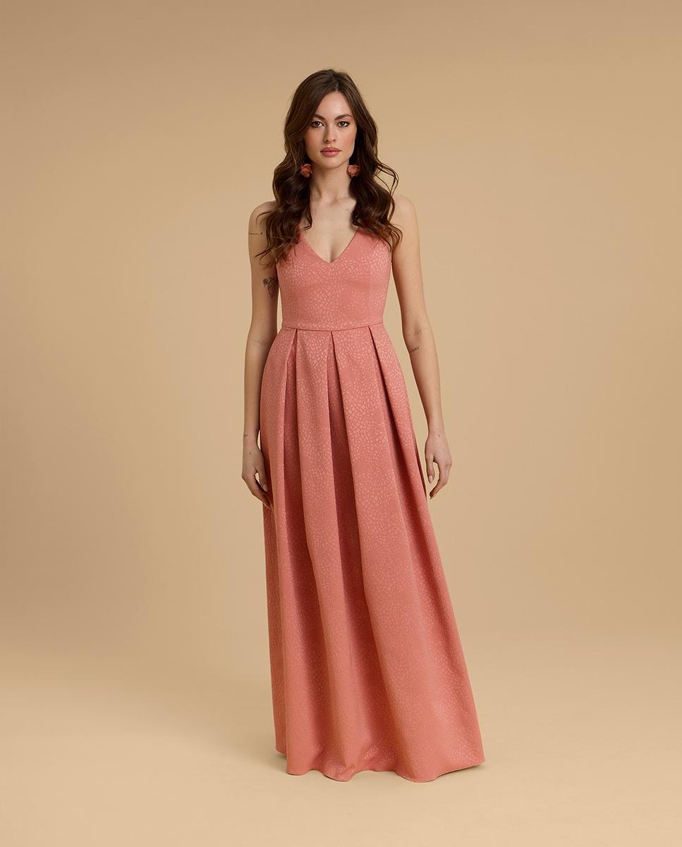 Vestido largo con bolsillos en falda - Veneno en la piel - Naranja Naranja-1