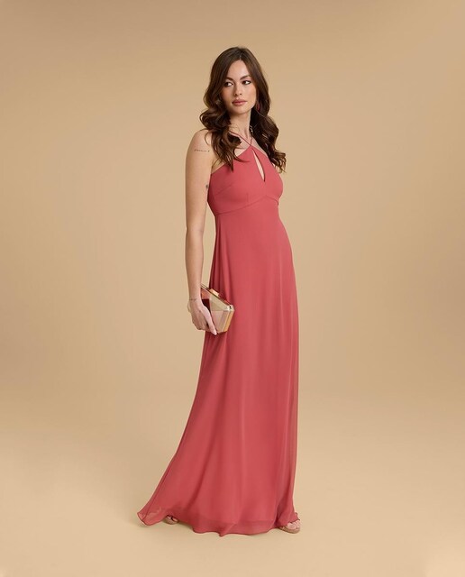 Imagen 0 de Vestido largo con escote tipo halter