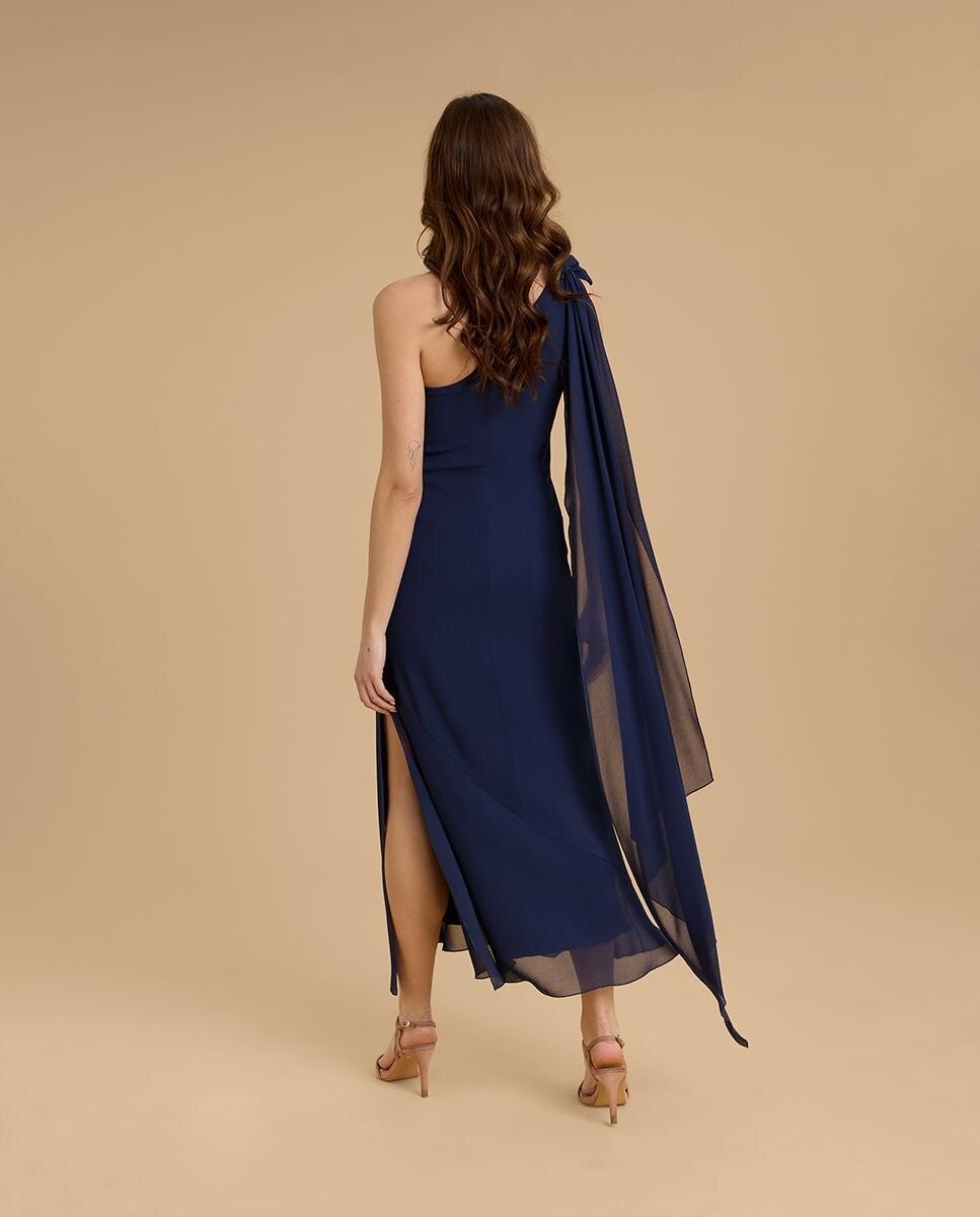 Vestido midi asimétrico - Veneno en la piel - Azul marino Azul marino-3