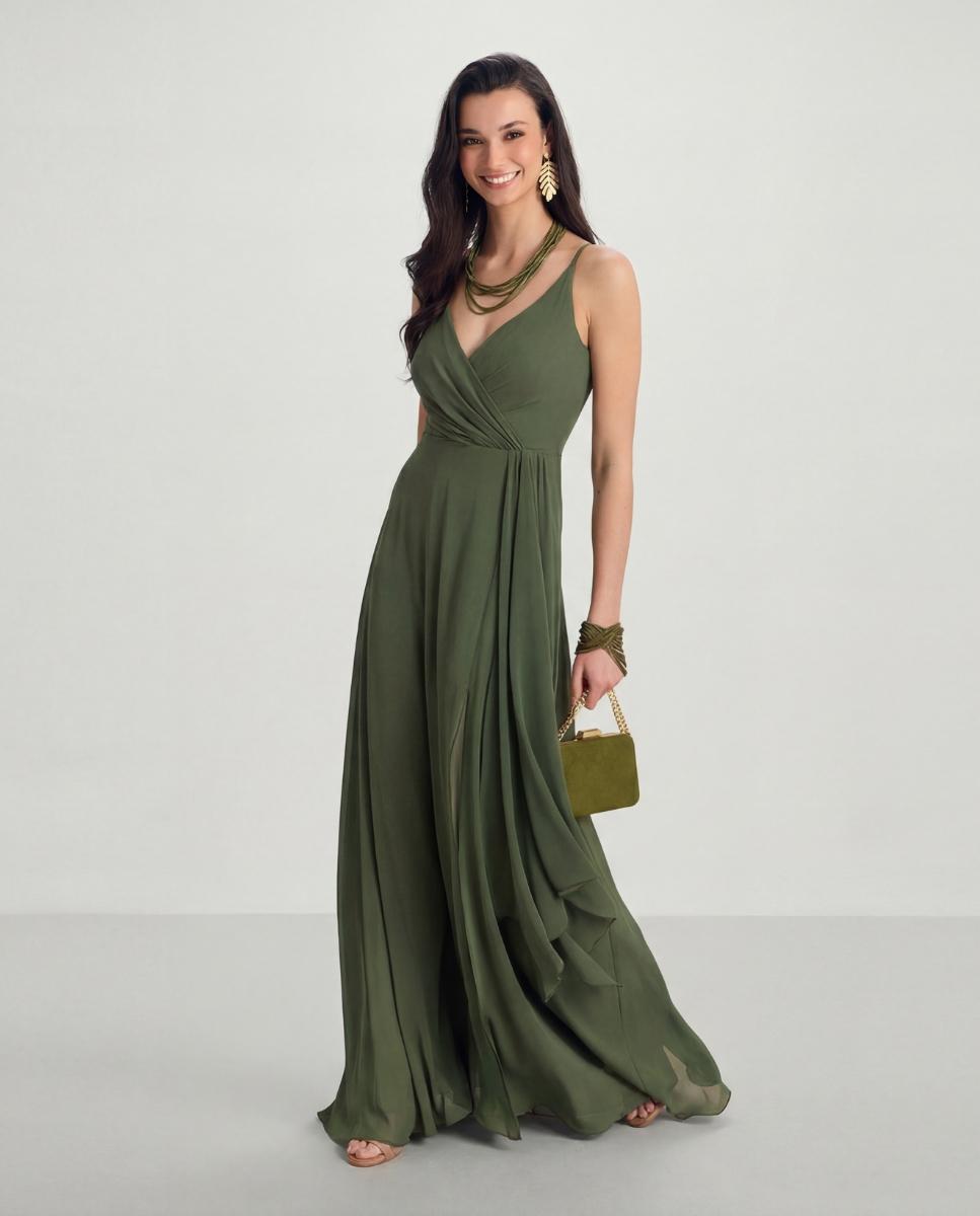 Veneno en la piel - Vestido largo de gasa con falda fluída.